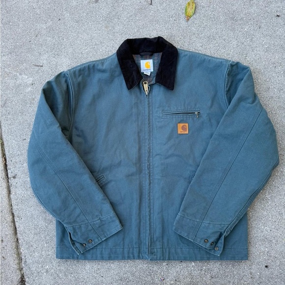 Carhartt Men's Teal Jacket with Black Collar